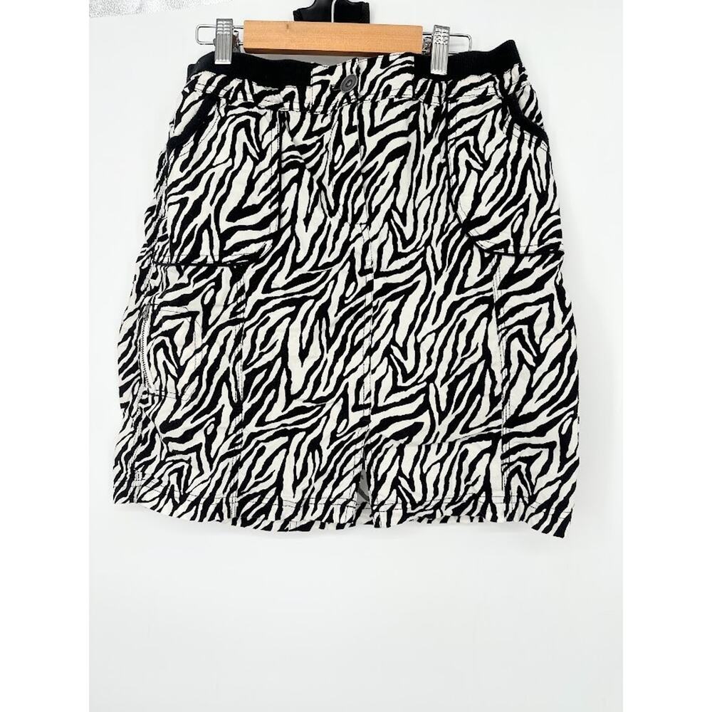 Chicos Zebra Print Mini Skirt Pockets Stretch Casual Safari Bold Modern 1 Medium